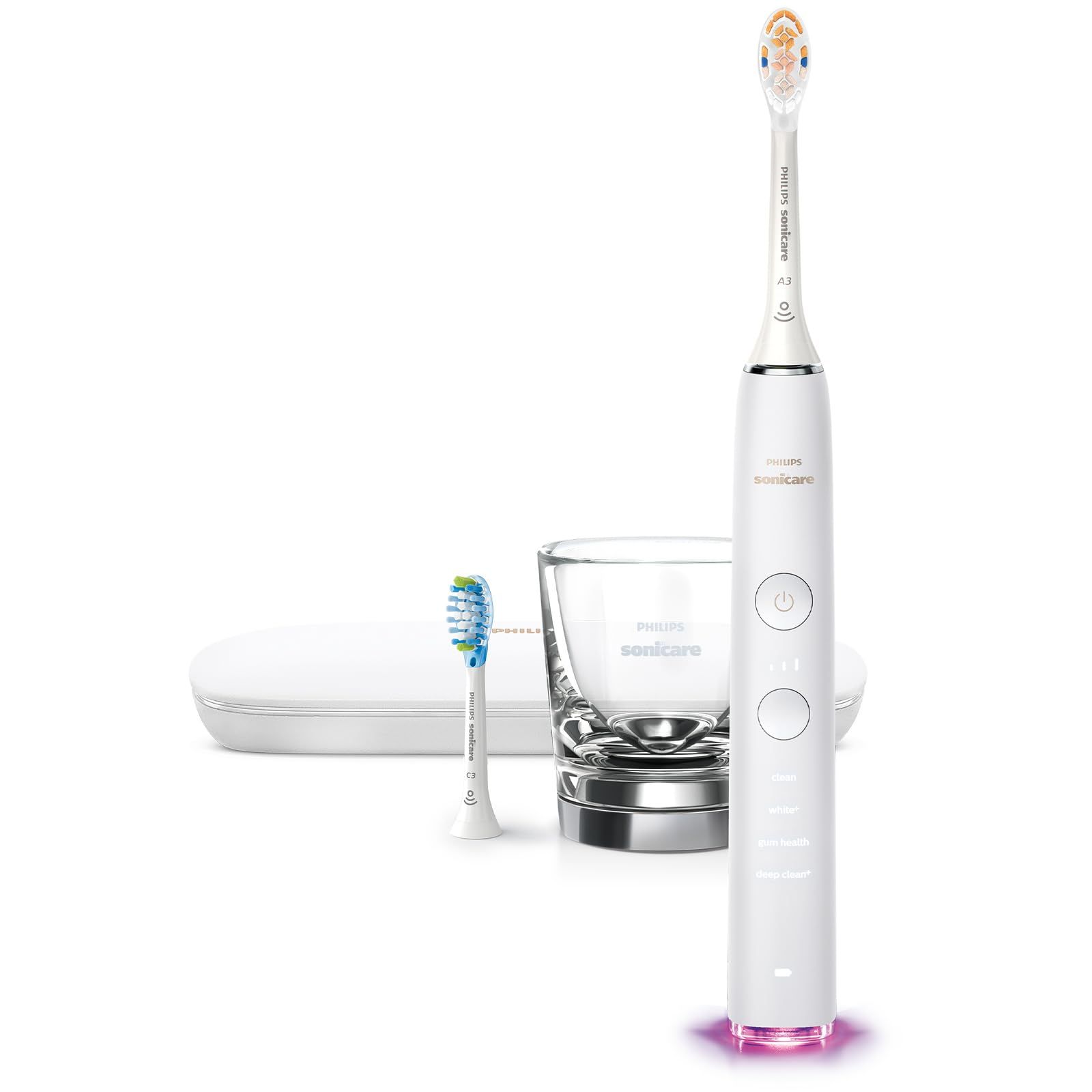 Philips Sonicare DiamondClean Smart Electric, Rechargeable Toothbrush for Complete Oral Care – 9300 Series, White, HX9903/05 1 Count (Pack of 1) New White