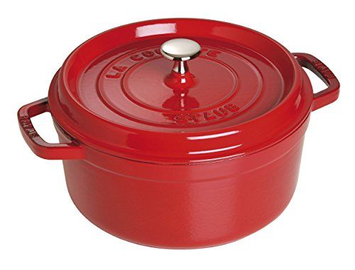 Staub 4 Qt. Round Cocotte-cherry Red 24cm 01) Genuine Product 01) Cocotte Only