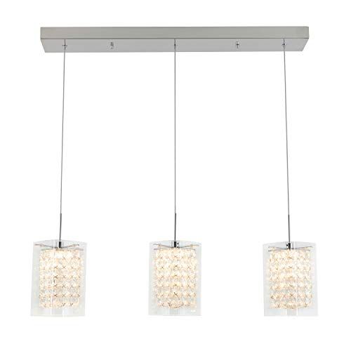 Artika Crystal Cube 5.5-Watt Integrated LED Chrome Pendant with Glass Shade