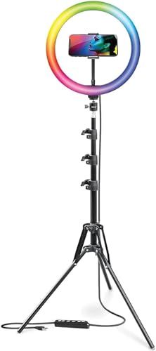 Bower 12 inch RGB Ring Light Studio Kit with Special Effects, Includes Phone Mount and 360 Degree Ball Head Adapter