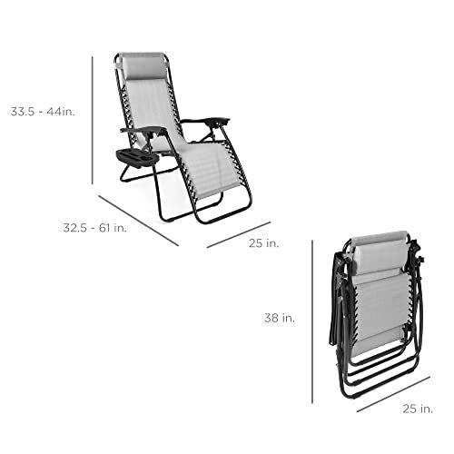 Set of 2 Zero Gravity Lounge Chairs - Ice Gray - Image 7