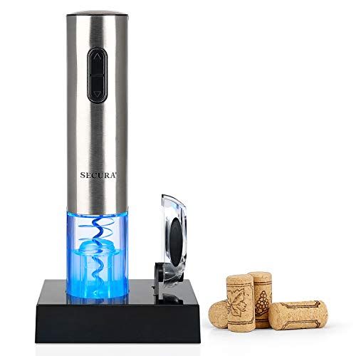 BELLA Electric Wine Opener, Automatic Bottle Opener and Corkscrew Remover with Foil Cutter, Battery Operated, One-Click Button, Fun Kitchen Gadgets and Gifts for Wine Lovers and New Home, Black