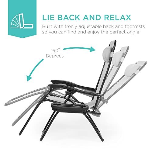 Set of 2 Zero Gravity Lounge Chairs - Ice Gray - Image 2