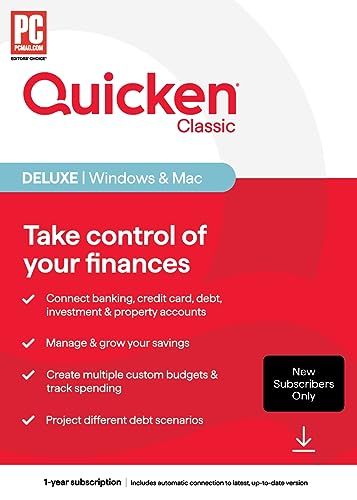 Quicken Classic Deluxe - 1 Year Subscription (Windows/Mac) [Key Card]