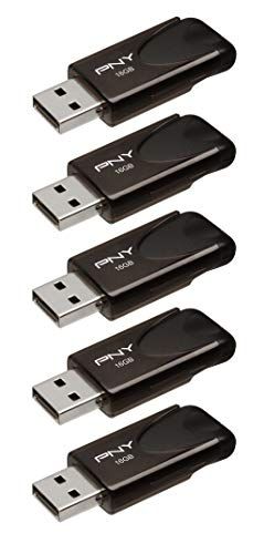 PNY 16gb Attache 4 USB 2.0 Flash Drive - 5 Pack (Black)