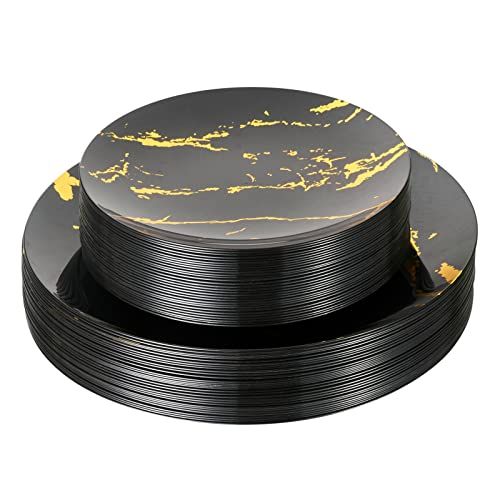 JYHOWIRE Black and Gold Plastic Plates - Image 7