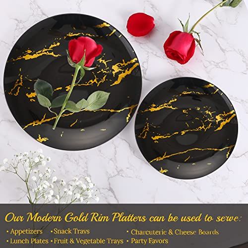 JYHOWIRE Black and Gold Plastic Plates - Image 4