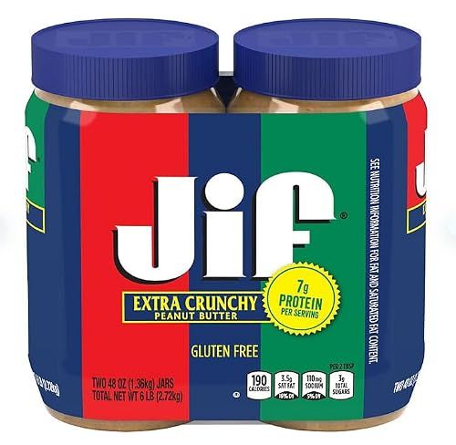 2 Pack Combo JIF Extra Crunchy Peanut Butter 48 Oz Each Jar Cos11