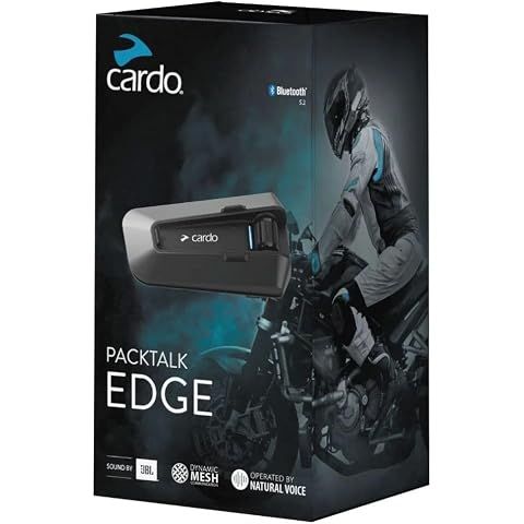 Cardo PACKTALK Edge Motorcycle Bluetooth Communication System Headset Intercom - Du...