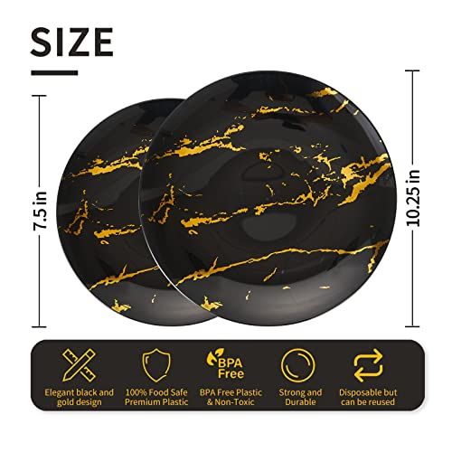 JYHOWIRE Black and Gold Plastic Plates - Image 2