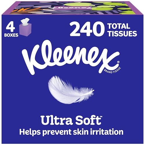 Amazon.com: Kleenex Ultra Soft Facial Tissues, 4 Cube Boxes, 60 Tissues per Box, 3-Ply (240 Total), Packaging May Vary : Health & Household