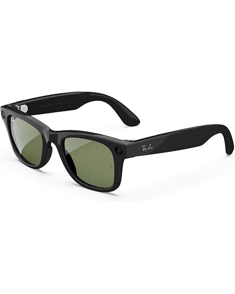 Ray-Ban Meta (Gen 1), Wayfarer, Shiny Black | Smart AI Glasses for Men, Women โ 12 MP Ultra-Wide Camera, Open-Ear Speakers for Audio, Video Recording and Bluetooth โ Green Lenses โ Sunglasses