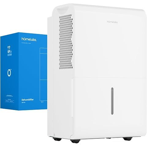 hOmeLabs Dehumidifier 7,000 Sq Ft 50 Pint (MAX 120 Pint at 95°F, 90% RH) | WIFI + U...