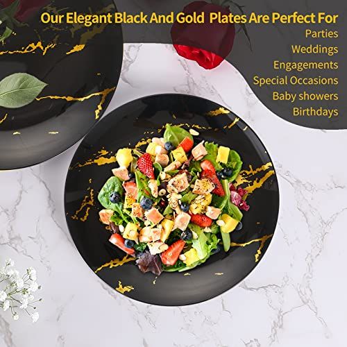 JYHOWIRE Black and Gold Plastic Plates - Image 5