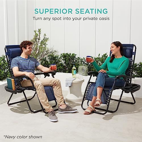 Set of 2 Zero Gravity Lounge Chairs - Ice Gray - Image 6