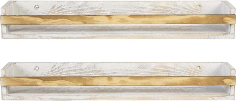 MyGift Whitewashed Wood Spice Rack Shelves - Image 7
