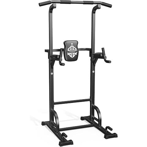 Sportsroyals Power Tower Pull Up Bar Station, 450LBS Stable Pull Up Dip Station for...