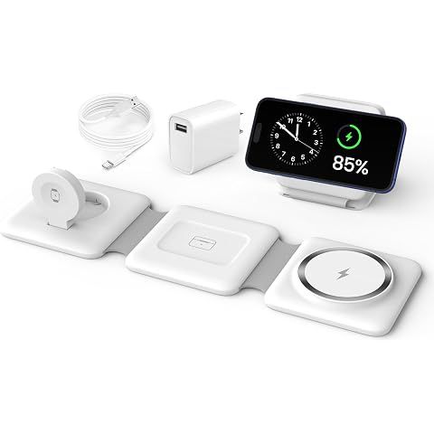 Charging Station for Apple Multiple Devices - 3 in 1 Foldable Magnetic Wireless Cha...