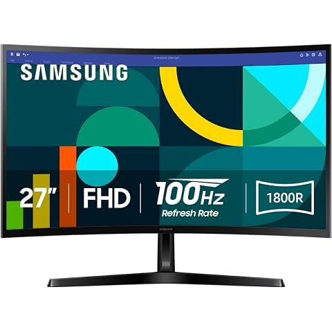 Samsung 27" Essential S3 (S36GD) Series FHD 1800R Curved Computer Monitor | 100Hz, ...