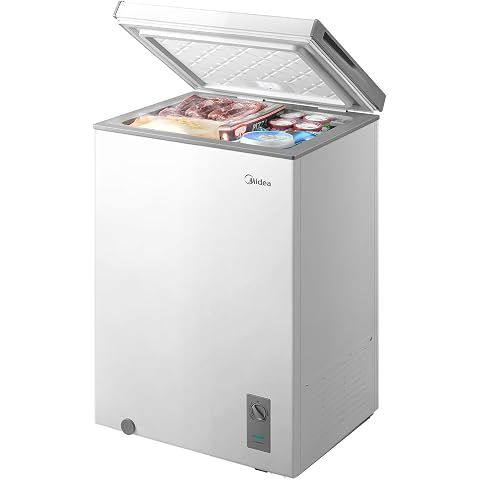 Midea 3.5 Cu.ft Chest Freezer, Fridge Freezer Convertible with LED Light | Removabl...