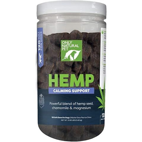 Only Natural Pet - Natural Hemp Soft Chew Bites for Dog Stress & Anxiety Relief - L-Theanine, Chamomile & Lemon Balm - Hemp Oil Calming Chews for Dogs - 120 Count