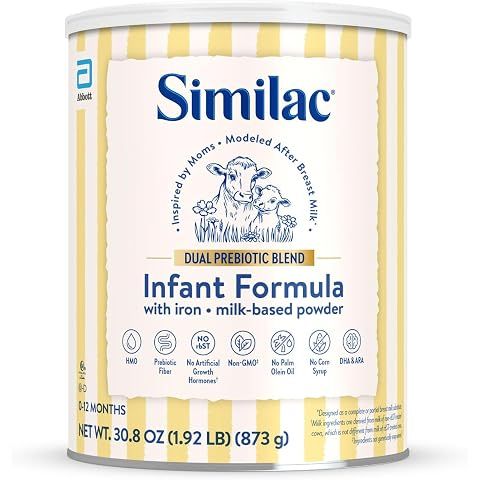 Similac Dual Prebiotic Blend, Baby Formula with Iron, Milk-Based Powder, 0-12 Month...
