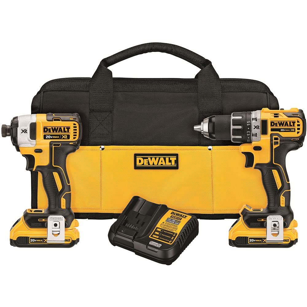 DEWALT 20V MAX Cordless Drill and Impact Driver, Power Tool Combo Kit with 2 Batteries and Charger, Brushless (DCK283D2) Old Version