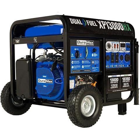 DuroMax XP13000HX Dual Fuel Portable Generator - 13000 Watt Gas or Propane Powered ...
