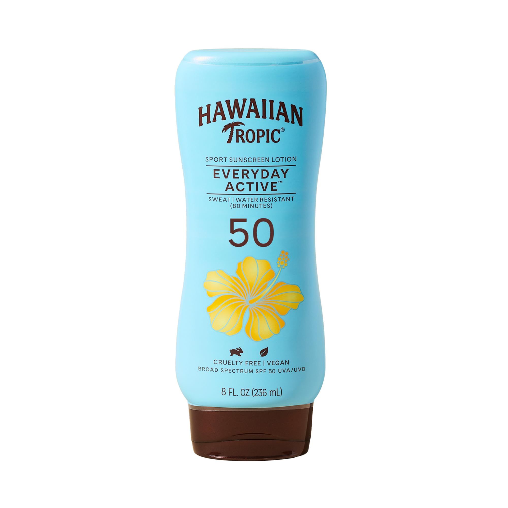 Hawaiian Tropic Everyday Active Lotion Sunscreen SPF 50, 8oz | Hawaiian Tropic Sunscreen SPF 50, Sunblock, Broad Spectrum Sunscreen, Oxybenzone Free Sunscreen, Water Resistant Sunscreen, 8oz 8 Fl Oz (Pack of 1) SPF 50 SPF 50