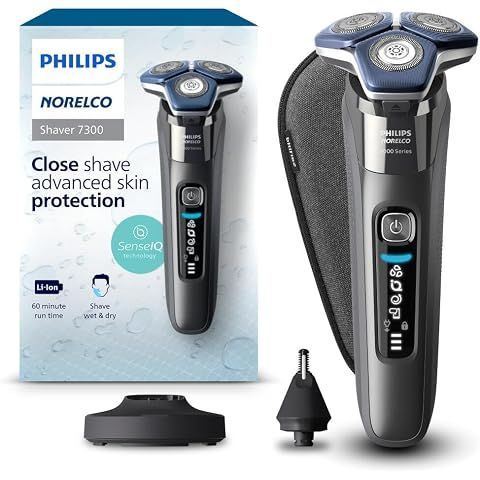 Philips Norelco 7300 Electric Shaver, Black | 45 SteelPrecision Blades, SenseIQ Tec...