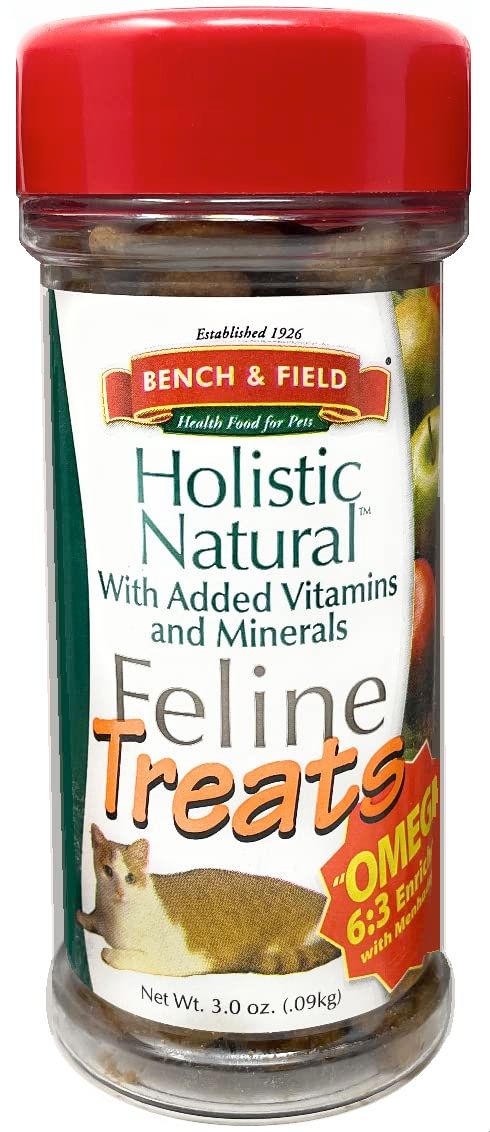 Bench & Field Holistic Natural Healthy Kitty Cat Treats | Crunchy Fish-Shaped Bites | Delicious Seafood Flavored Snack, 3-Ounce Bottle 3 Ounce (Pack of 1)