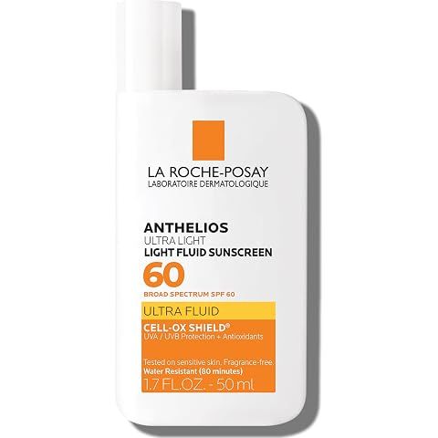 Anthelios Light Fluid Facial Sunscreen SPF 60, Lightweight Sunscreen for Face, Flui...