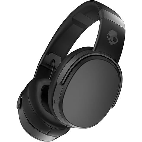 Skullcandy Crusher Wireless Bluetooth Headphones with Multi-Sensory Bass, Noise Isolating Over-Ear Fit, Up to 50 Hours Battery, Microphone for iPhone Android Black