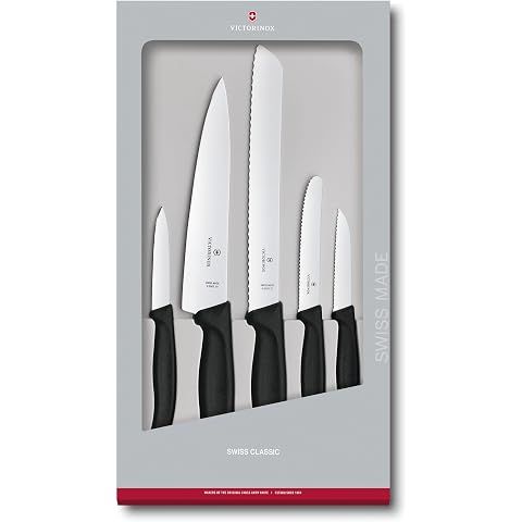 Victorinox Swiss Classic Kitchen Set, 5 Pieces - Utility & Bread Knives | Durable e...