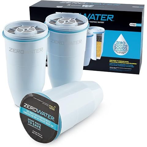 ZeroWater Official Replacement Water Filter Removes PFOA/PFOS 3-Pack​ | IAPMO certi...