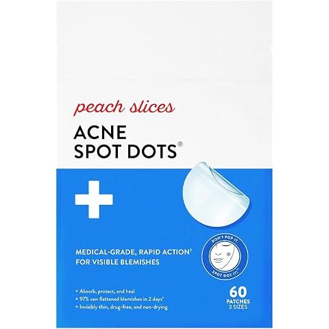 Peach Slices - Acne Spot Dots (60 ct) - Hydrocolloid Pimple Patches for Face - Abso...