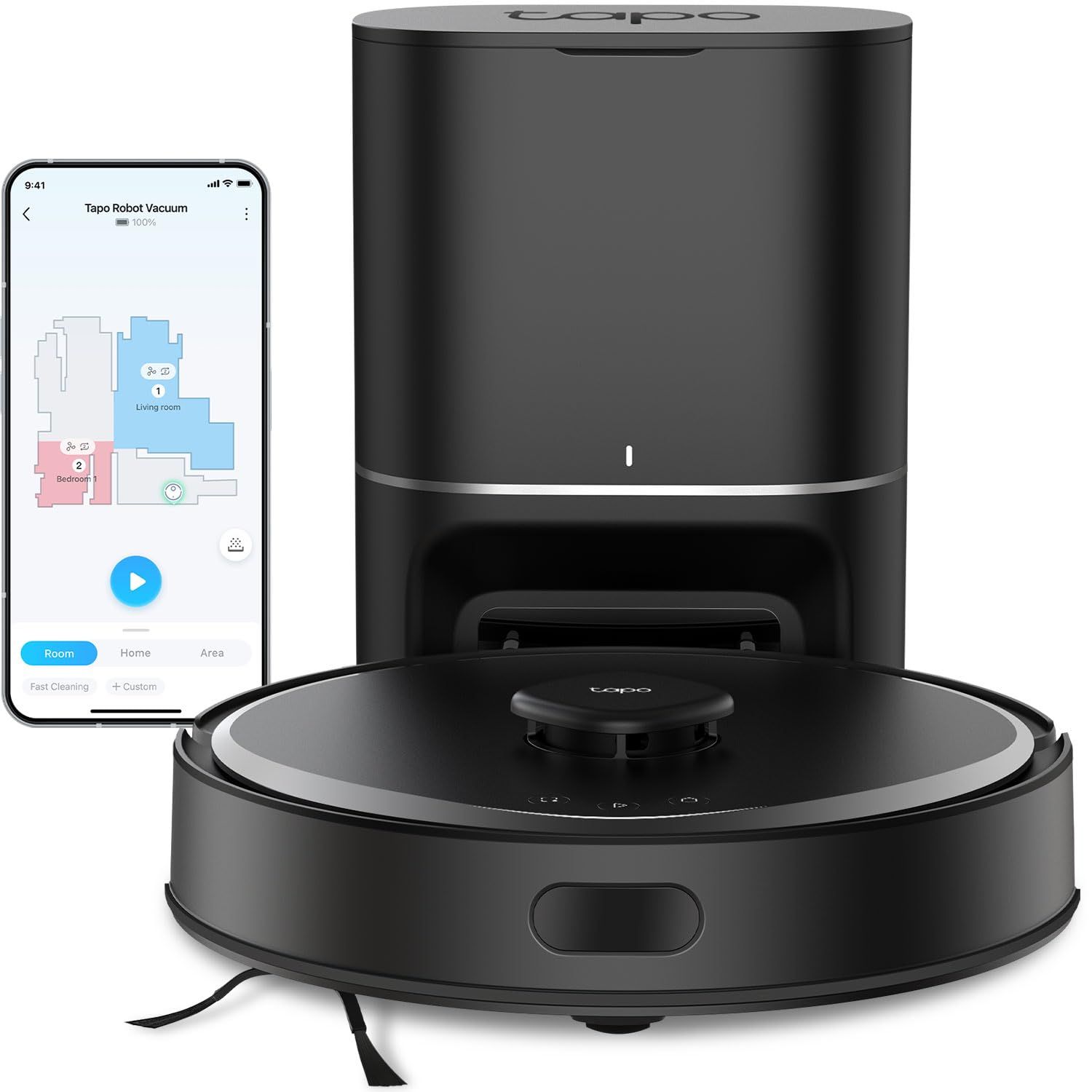 Tapo LiDAR Smart Navigation Robot Vacuum and Mop with Self-Emptying Dock, 5300Pa Max, 97%+ Dust Pickup Rate, Customizable Cleaning, Self-Charging, Compatible with Alexa & Google Home, RV30 Max Plus Vacuum [Vacuum w/ Self Empty Dock]