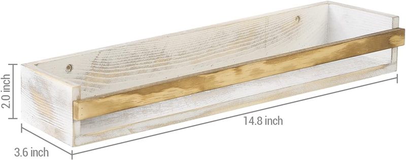 MyGift Whitewashed Wood Spice Rack Shelves - Image 6