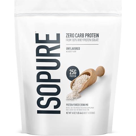 Isopure Zero Carb 100% Pure Whey Isolate Protein Powder, Gluten Free, with Vitamins...