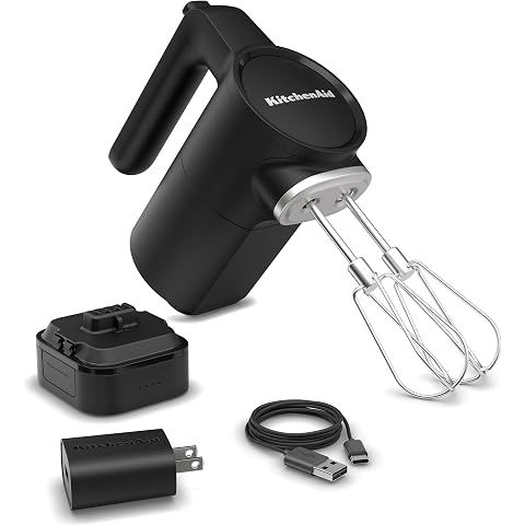 KitchenAid Go Cordless Hand Mixer, Metal - KHMR762, Black Matte