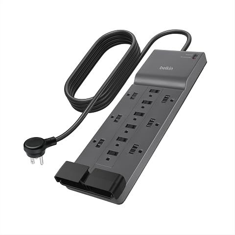Belkin 12-Outlet Surge Protector Power Strip w/ 12 AC Outlets & 8ft Flat Plug, UL-L...