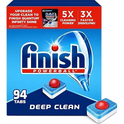 Finish Powerball Dishwasher Pods, Dishwasher Tablets Plastic Free, Fresh Scent, 94 ...