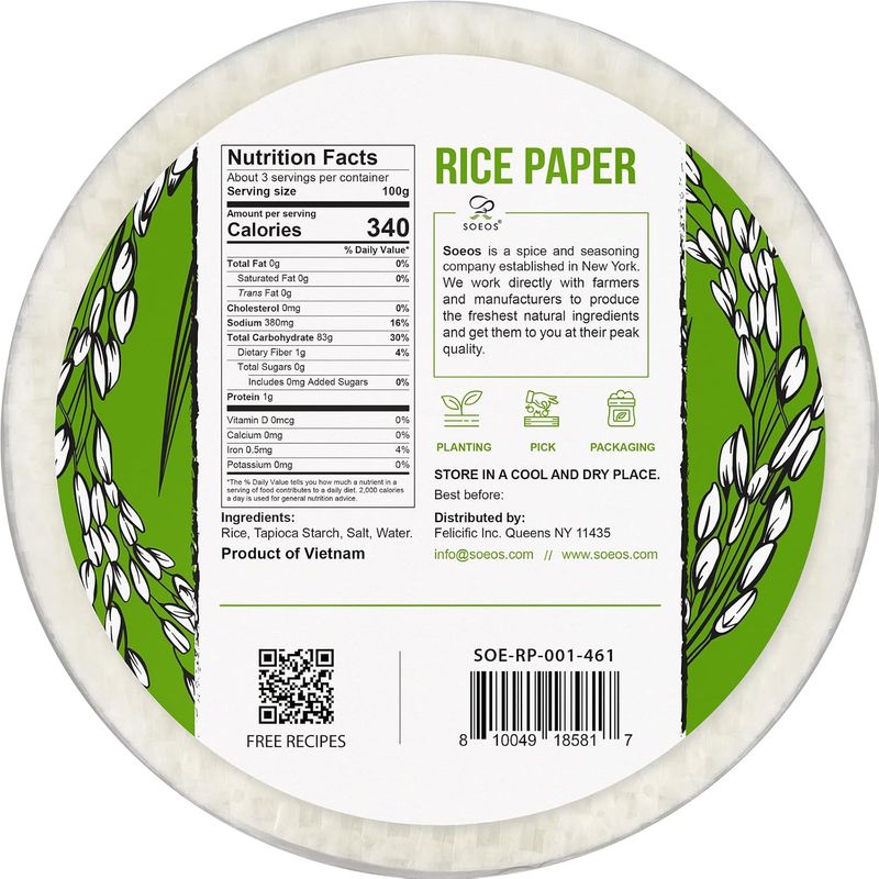 Soeos Rice Paper Wrappers (Round, 22cm) - Image 3