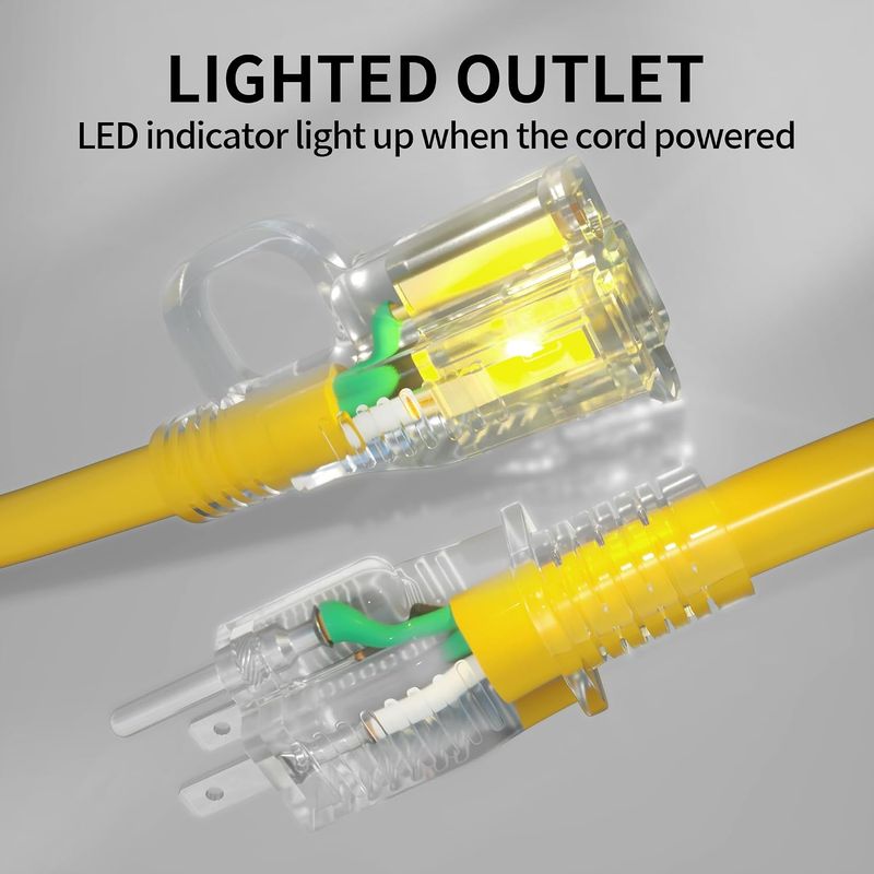 50 ft Outdoor Extension Cord 12/3 Yellow - Image 3