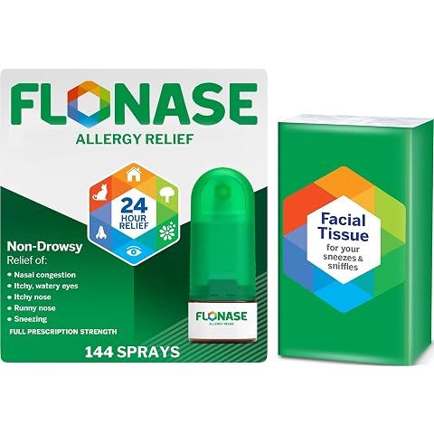 Flonase Nasal Spray for Allergy Relief, Tissues Included, 144 Sprays | Fluticasone ...