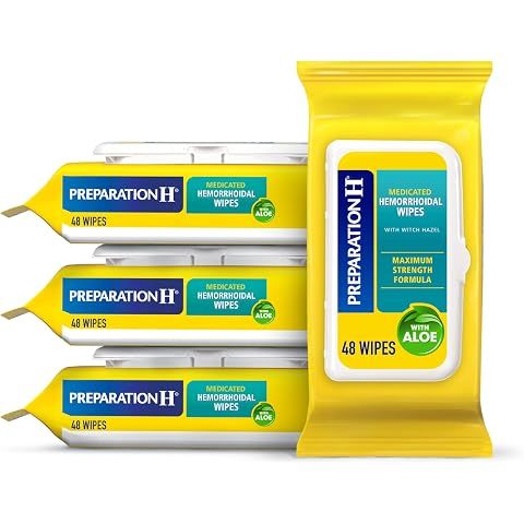 Preparation H Hemorrhoid Flushable Wipes with Witch Hazel for Skin Irritation Relie...