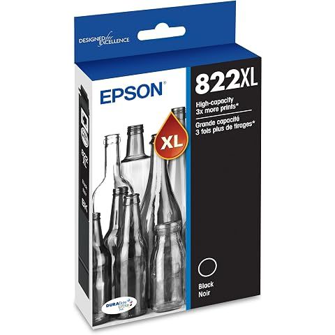 EPSON 822 DURABrite Ultra Ink High Capacity Black Cartridge (T822XL120-S) Works wit...