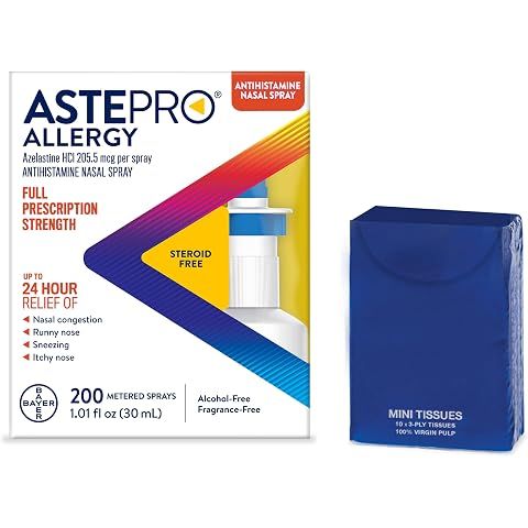 Astepro Nasal Spray and Tissue Bundle, 24-Hour Allergy Relief, Steroid-Free Azelast...