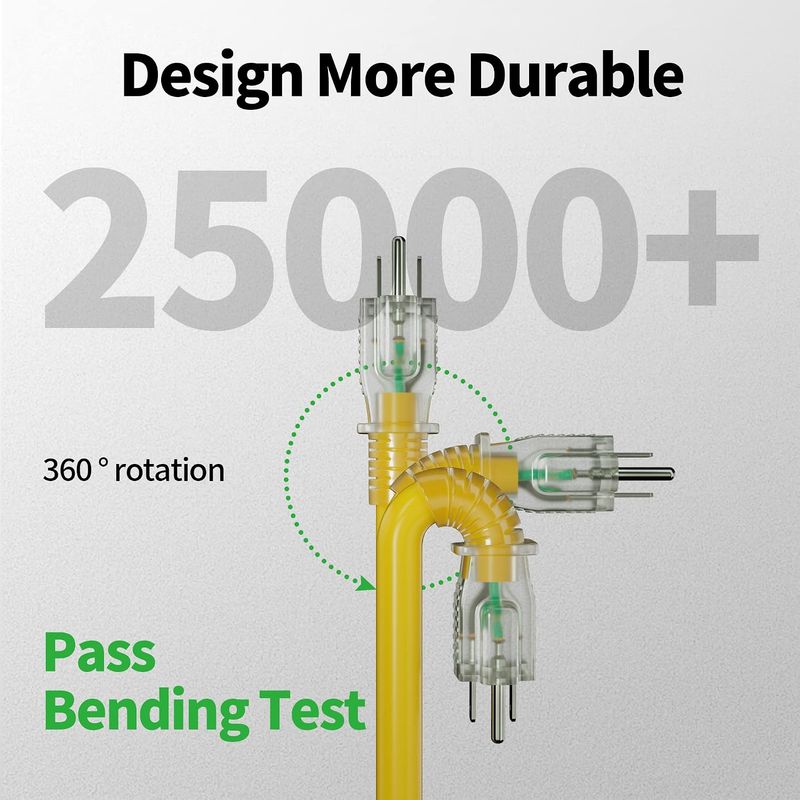 50 ft Outdoor Extension Cord 12/3 Yellow - Image 4