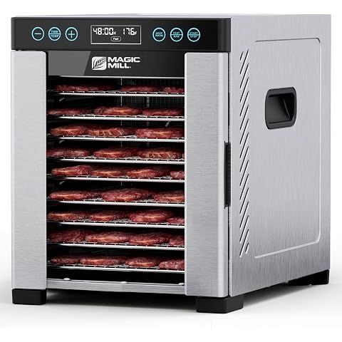 Magic Mill Pro Food Dehydrator Machine | 10 Stainless Steel Trays | Dryer for Jerky...